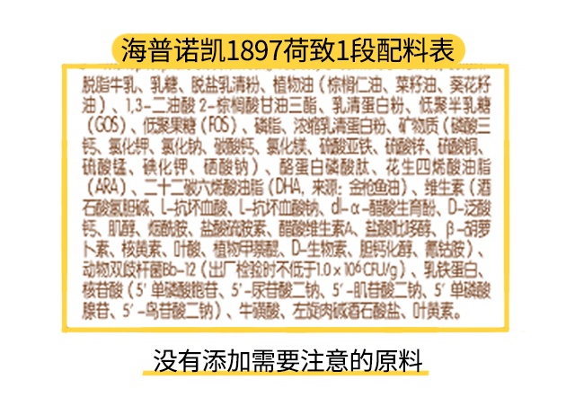 海普诺凯1897荷致1段配料表 海普诺凯1897荷致1段配料表